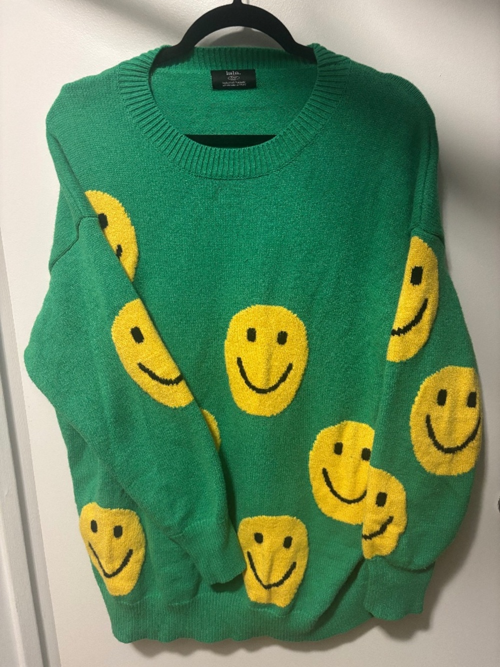 Dressed in Lala Serotonin Smile Oversized Knit Sweater Green S/M